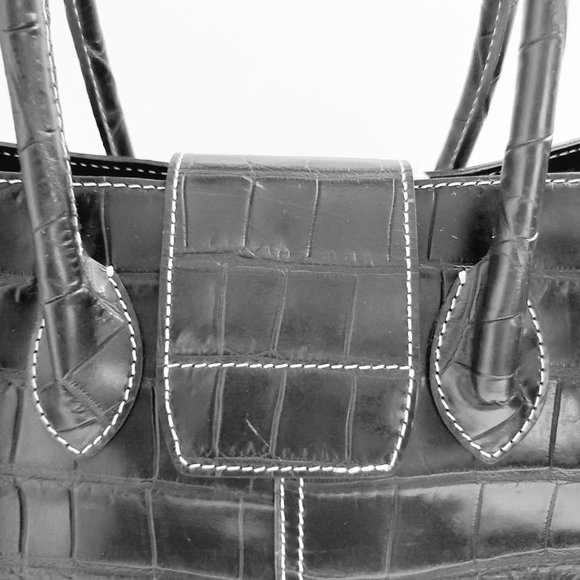 RARE FIND * VINTAGE DOONEY & BOURKE Black Croc Leather Handbag Timeless LIKE NEW - Picture 7 of 14